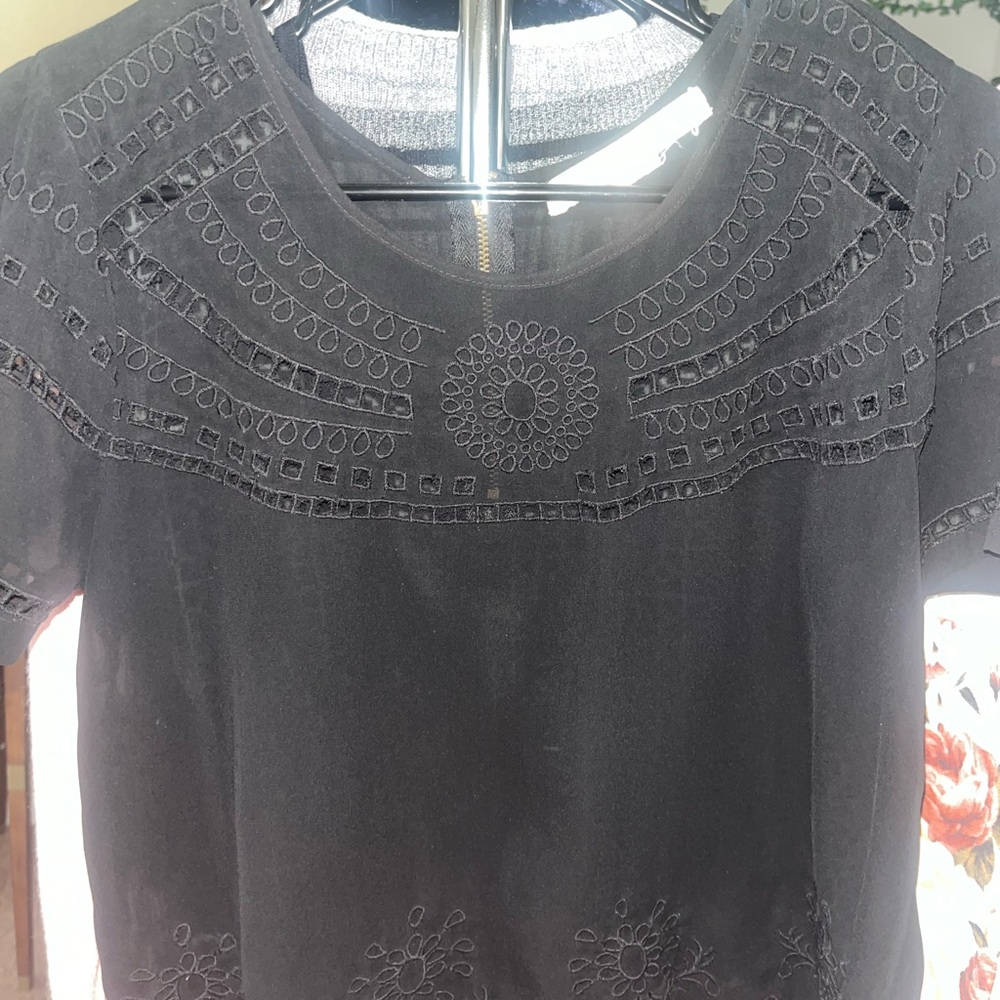 Elegant Black Embroidered Women's Top